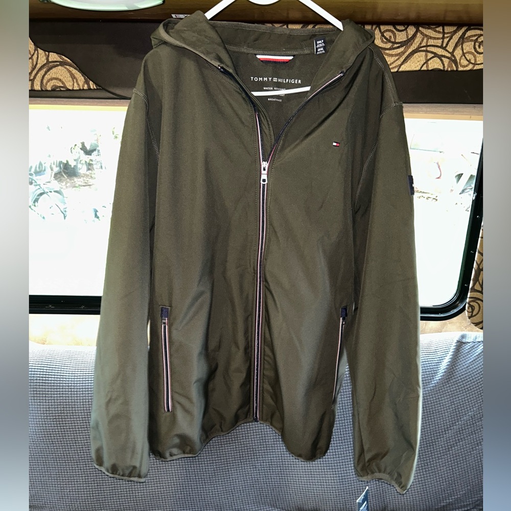 Tommy Hilfiger Green Windbreaker with Elastic Cuffs